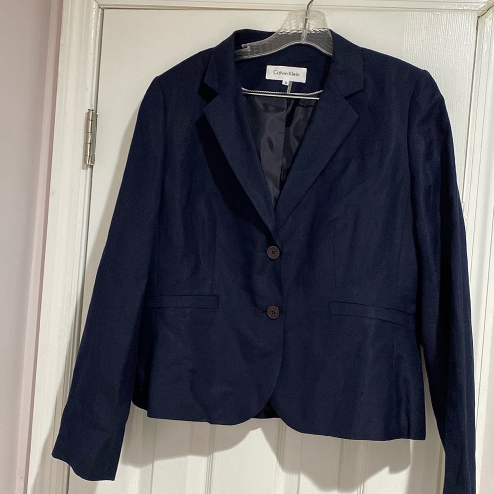 2 piece skirt suit navy linen